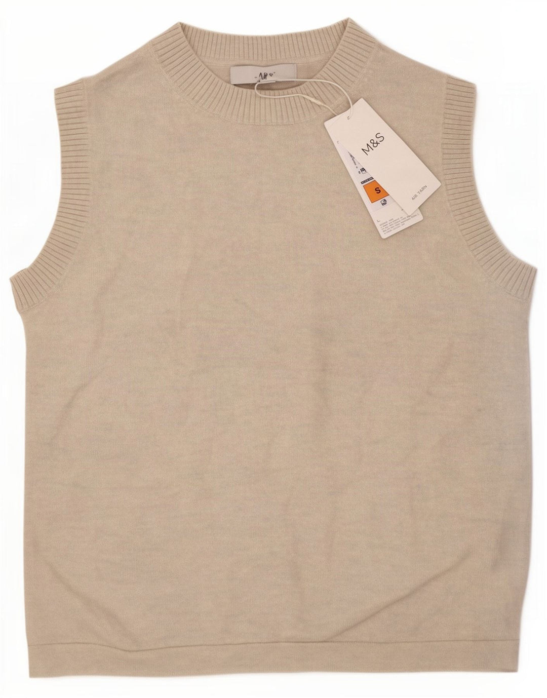 Marks & Spencer Canotta corta da donna UK 8 Small Beige Poliestere