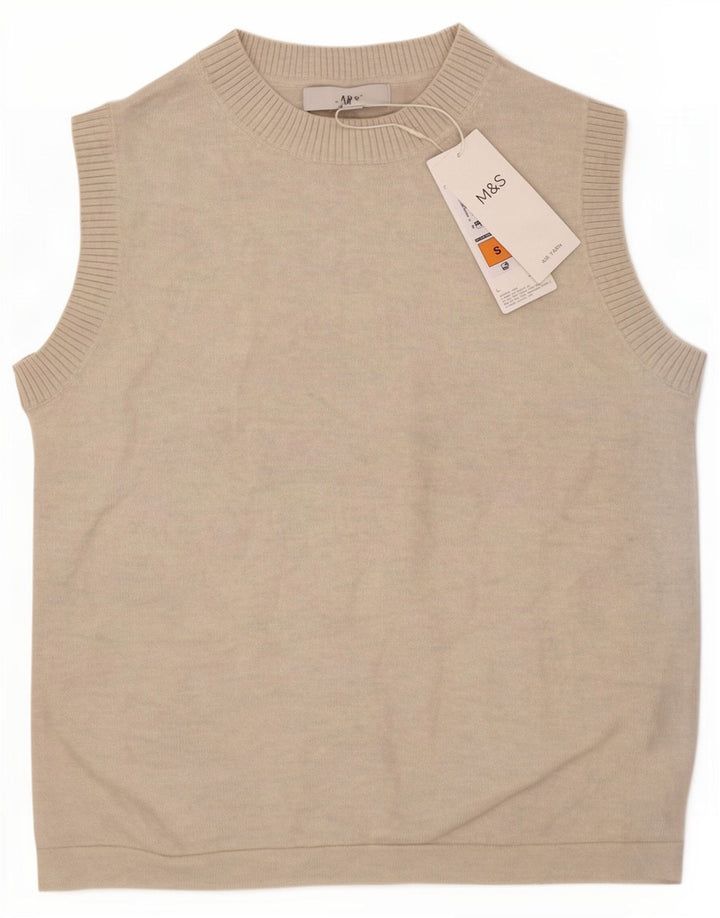 Marks & Spencer Canotta corta da donna UK 8 Small Beige Poliestere
