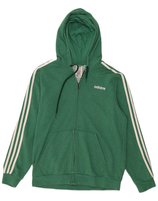 Maglione con cappuccio e zip da uomo Adidas grande in cotone verde