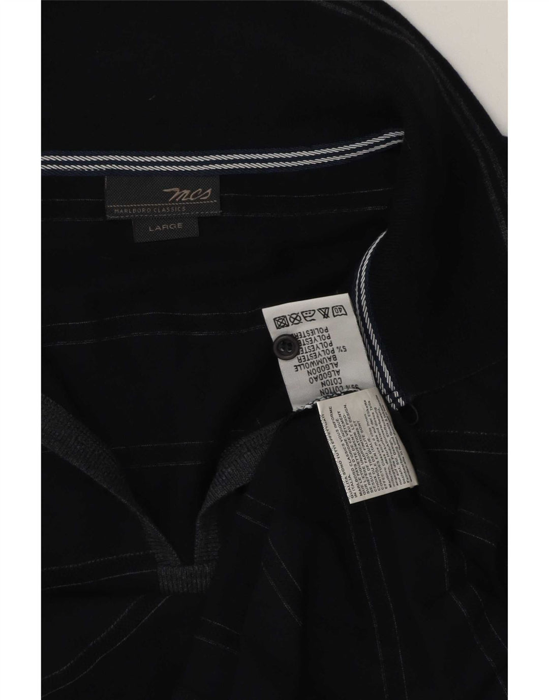Polo da uomo Marlboro Classics grande in cotone a righe blu navy