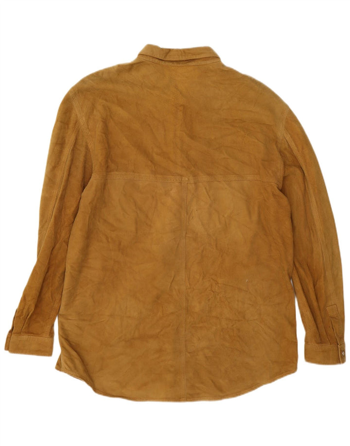 Maurizio Saturni Camicia Oversize da Donna in Pelle Scamosciata IT 44 Pelle Beige Medio