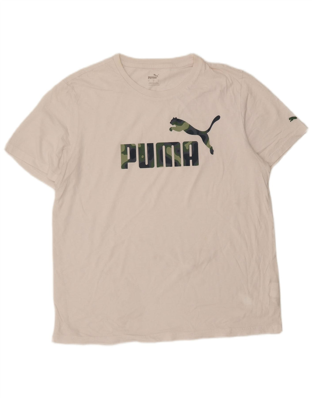 PUMA Mens Graphic T-Shirt Top Large White Cotton