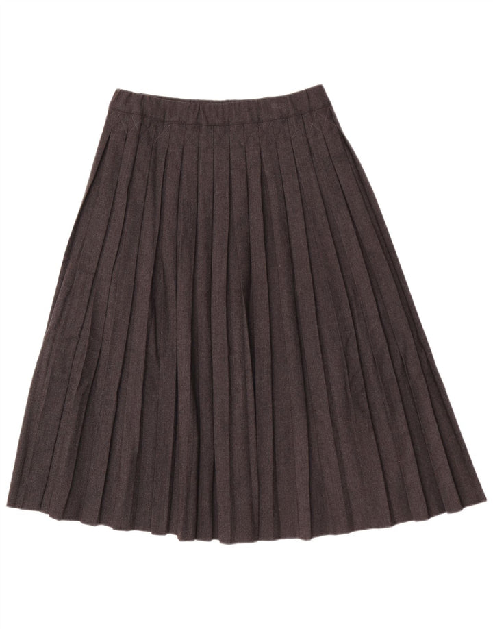 Gonna a pieghe vintage da donna IT 42 media W30 lana grigia