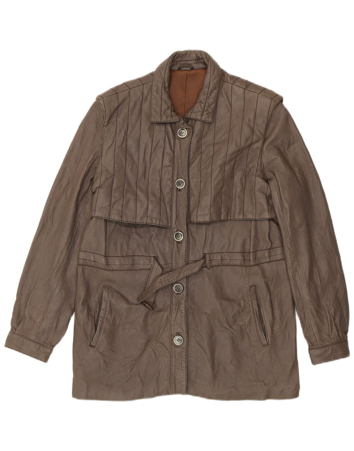 Giacca in pelle vintage da donna IT 48 XL Marrone