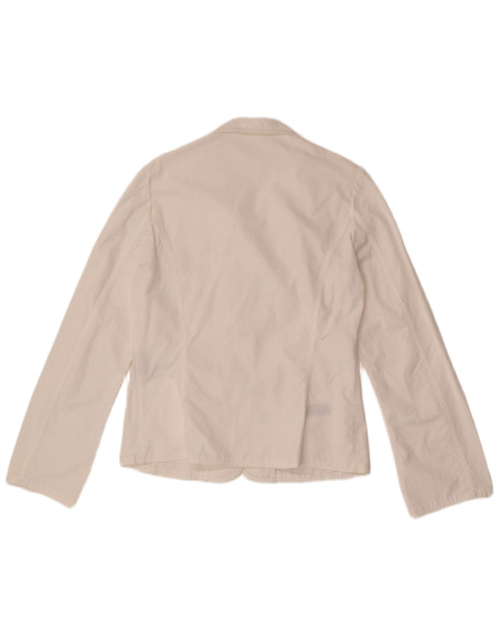 Giacca blazer a 3 bottoni da donna Belfe UK 10 piccola in cotone bianco