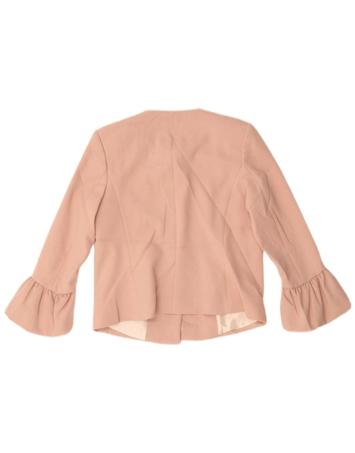 Giacca blazer a 2 bottoni corta da donna Zara UK 10 piccola rosa poliestere