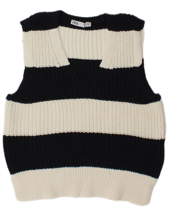 Canotta canotta da donna Zara UK 10 piccola in poliestere a righe nere