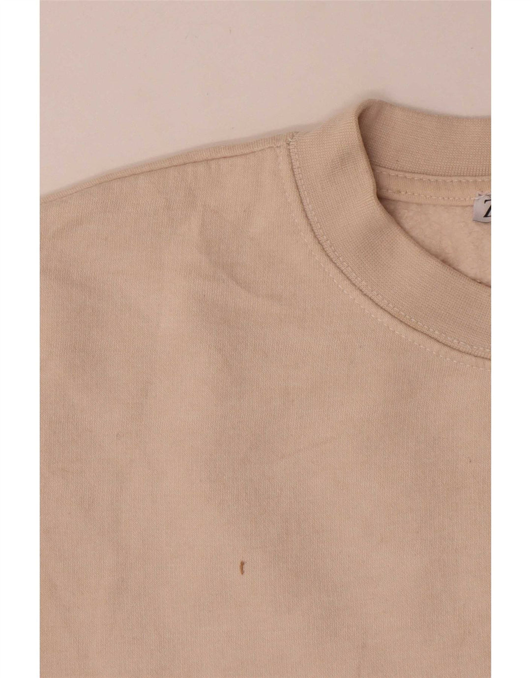 Felpa corta da donna Zara, maglione UK 14, cotone bianco sporco medio