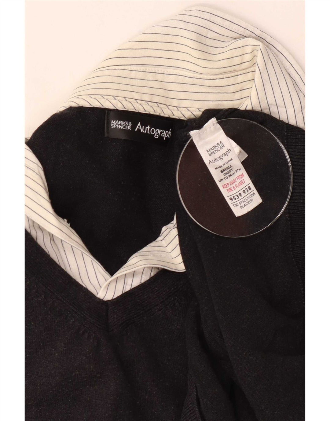 Maglione maglione con scollo a V autografo da uomo Marks & Spencer piccolo nero