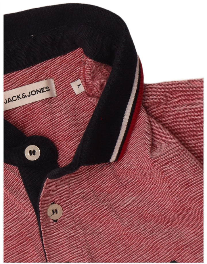 Polo da uomo Jack & Jones grande rossa in cotone color block