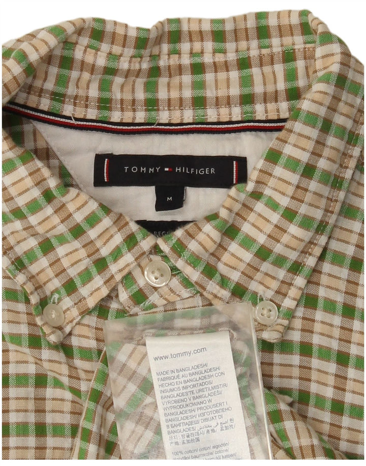 Tommy Hilfiger Camicia da uomo in flanella di cotone a quadri verde medio