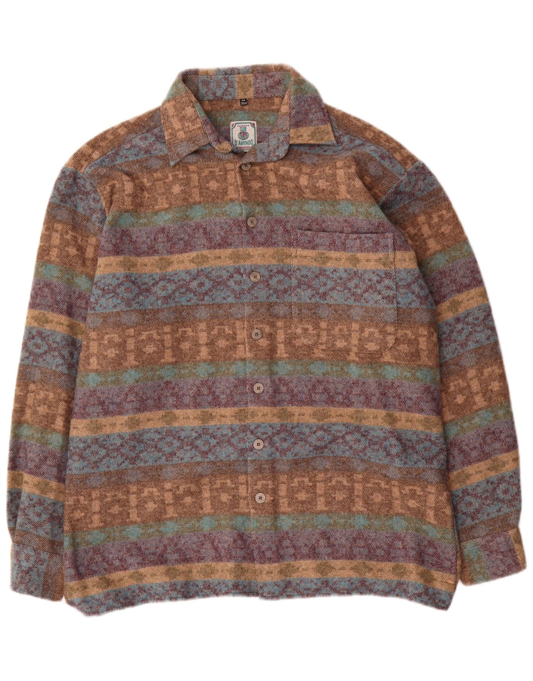 Camicia in flanella da uomo Club D'Amingo taglia 38/40 Fair Isle medio multicolore