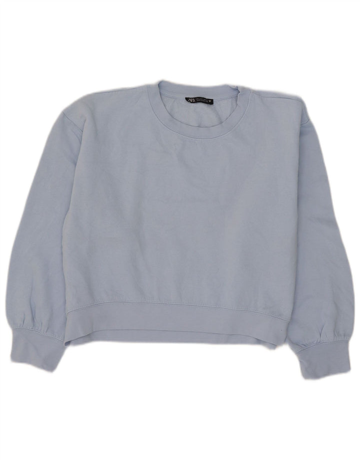 Felpa corta da donna Zara UK 16 grande poliestere blu