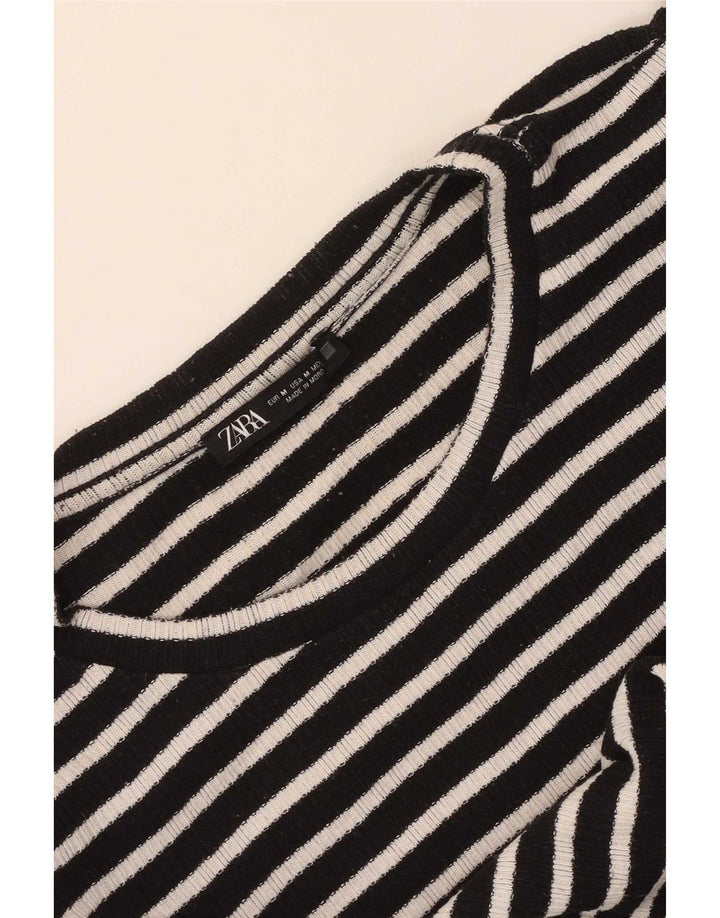 Top Zara da donna a maniche lunghe UK 12 medio a righe nere