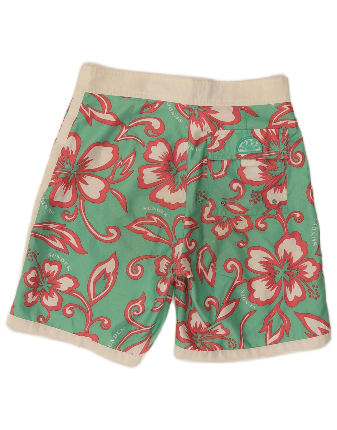Pantaloncini da bagno da uomo Sundek piccoli in poliestere floreale verde