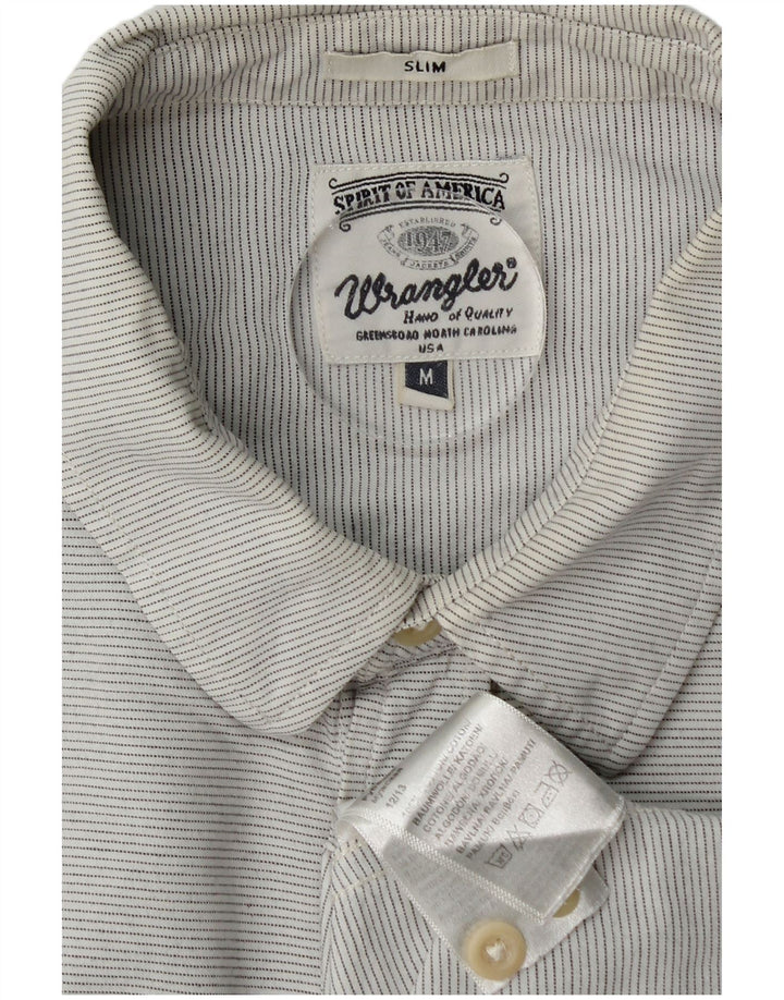 Camicia slim da uomo Wrangler in cotone gessato grigio medio