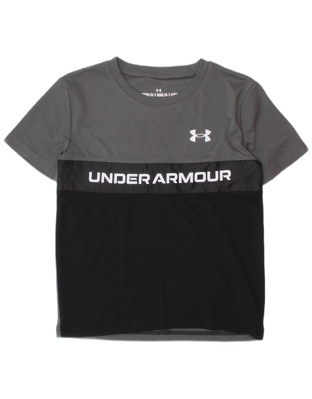 Maglietta grafica per ragazzi UNDER ARMOUR Top 6-7 anni in poliestere color block grigio