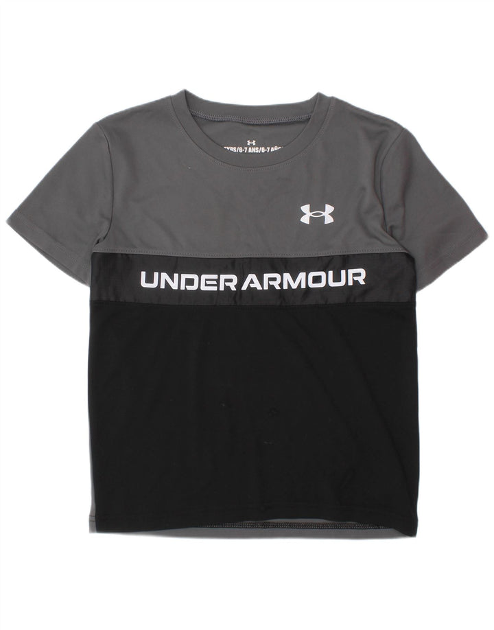 Maglietta grafica per ragazzi UNDER ARMOUR Top 6-7 anni in poliestere color block grigio