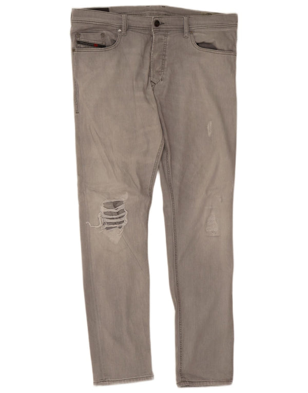 Diesel Uomo Tepphar Carota Distressed Jeans Slim W36 L32 Cotone Grigio