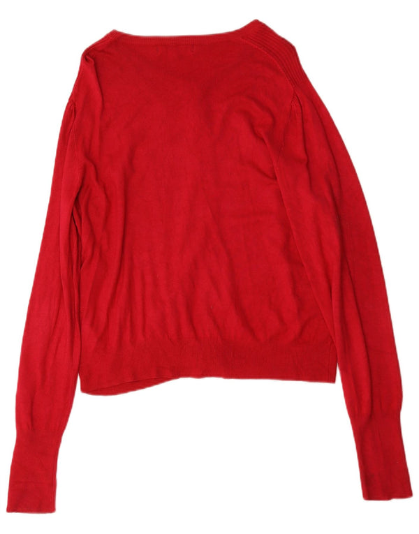 Maglione cardigan da donna Marks & Spencer UK 14 grande viscosa rossa
