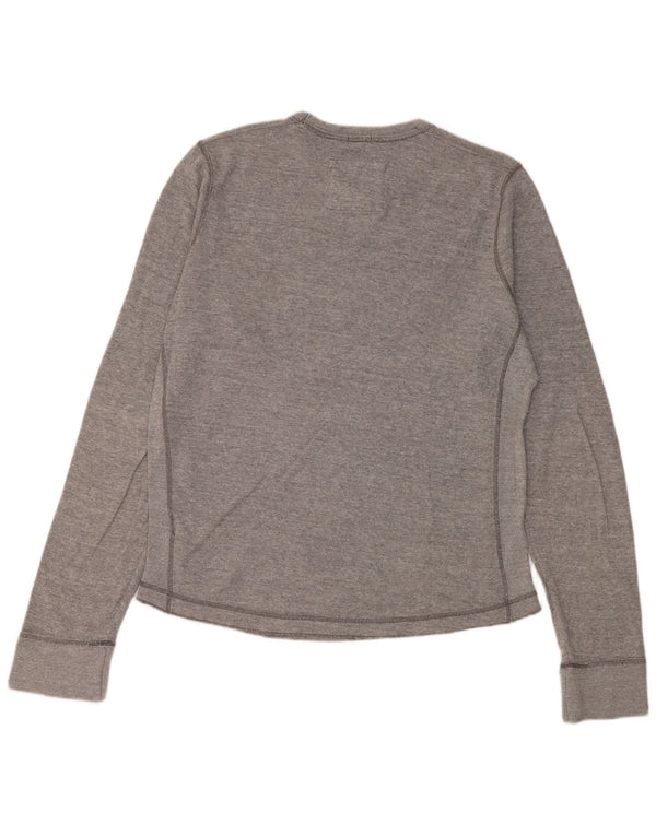 Top da uomo a maniche lunghe Abercrombie & Fitch XL in cotone chiazzato grigio