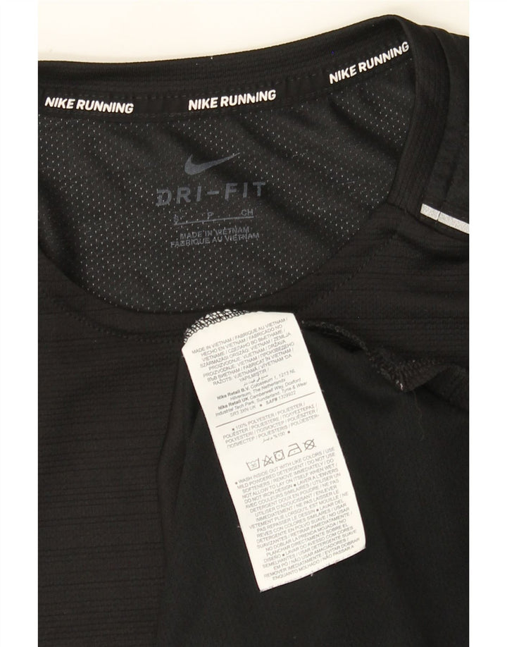 Nike Dri Fit Top da uomo a maniche lunghe piccolo nero gessato in poliestere