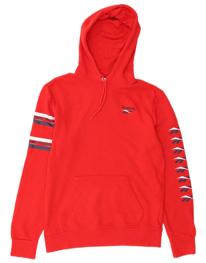 Maglione con cappuccio grafico da uomo Reebok piccolo in cotone rosso