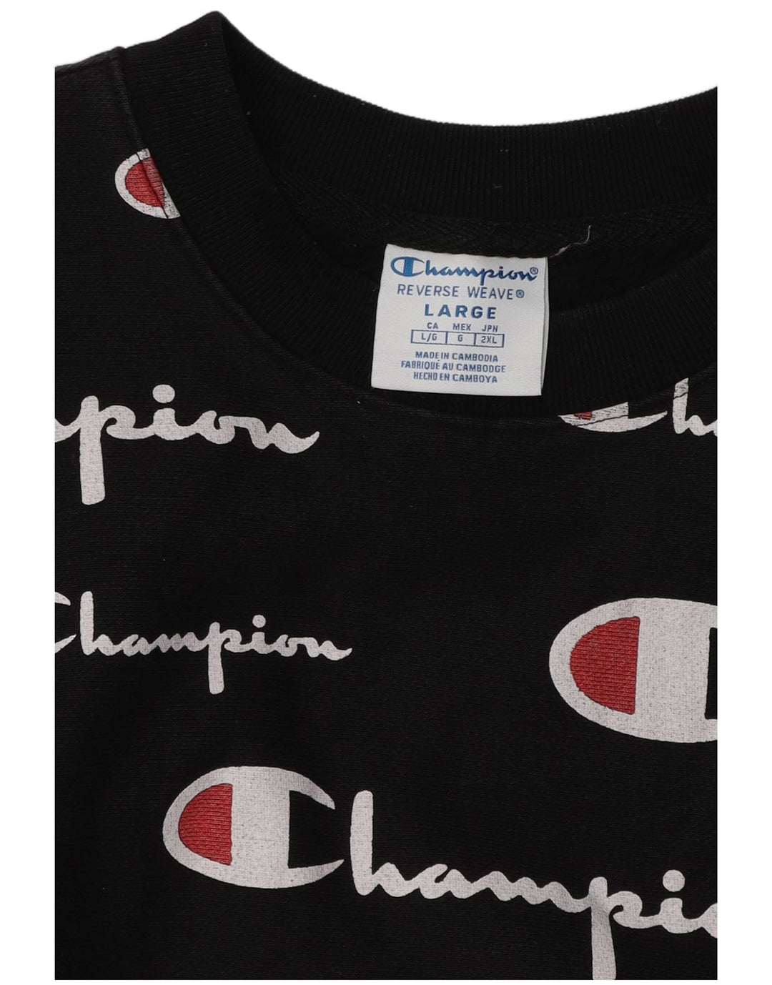 Felpa grafica da uomo Champion Felpa grande in cotone nero