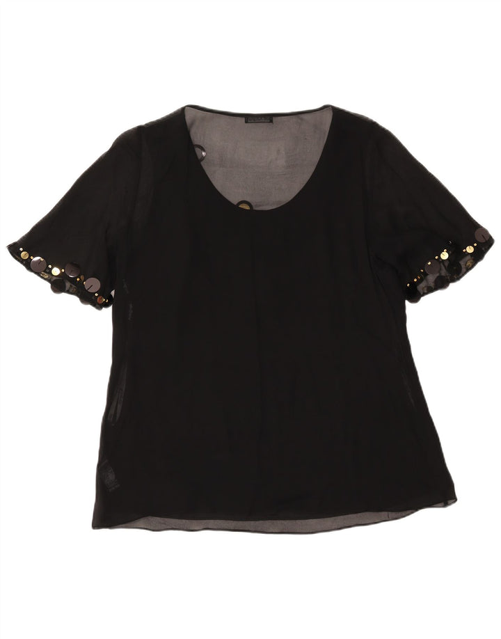 Camicetta a maniche corte da donna Marks & Spencer UK 14 grande nera