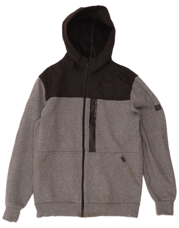 Maglione con cappuccio e zip da uomo Billabong grande in cotone color block grigio