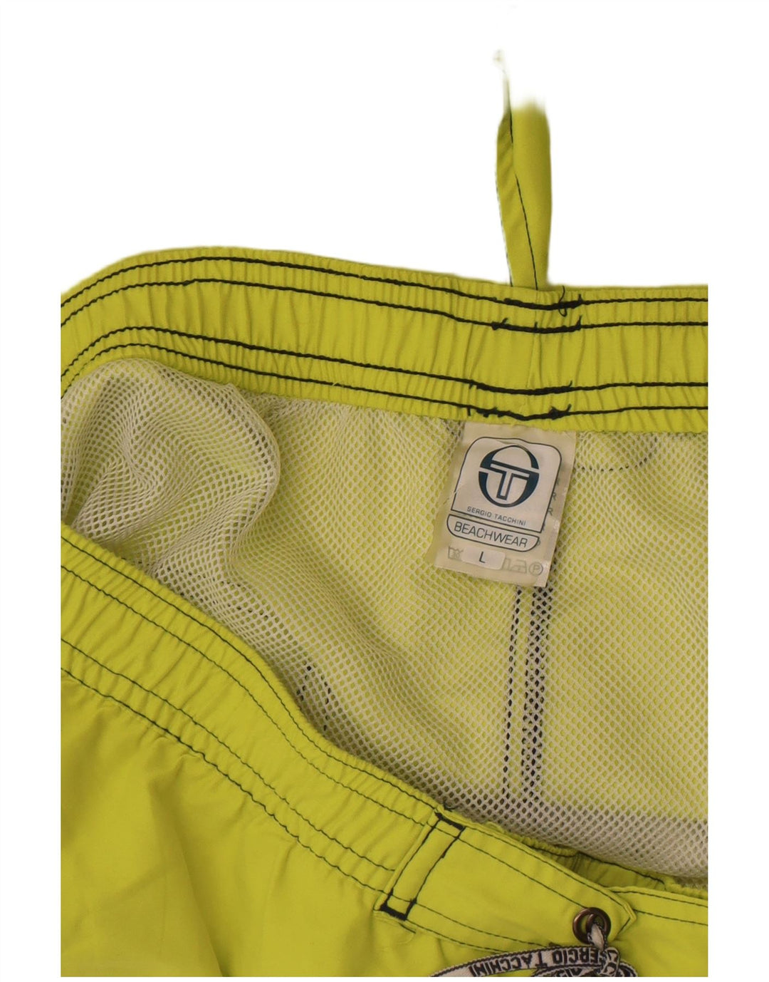 Pantaloncini da bagno con grafica da uomo Sergio Tacchini, poliestere a righe verdi grandi