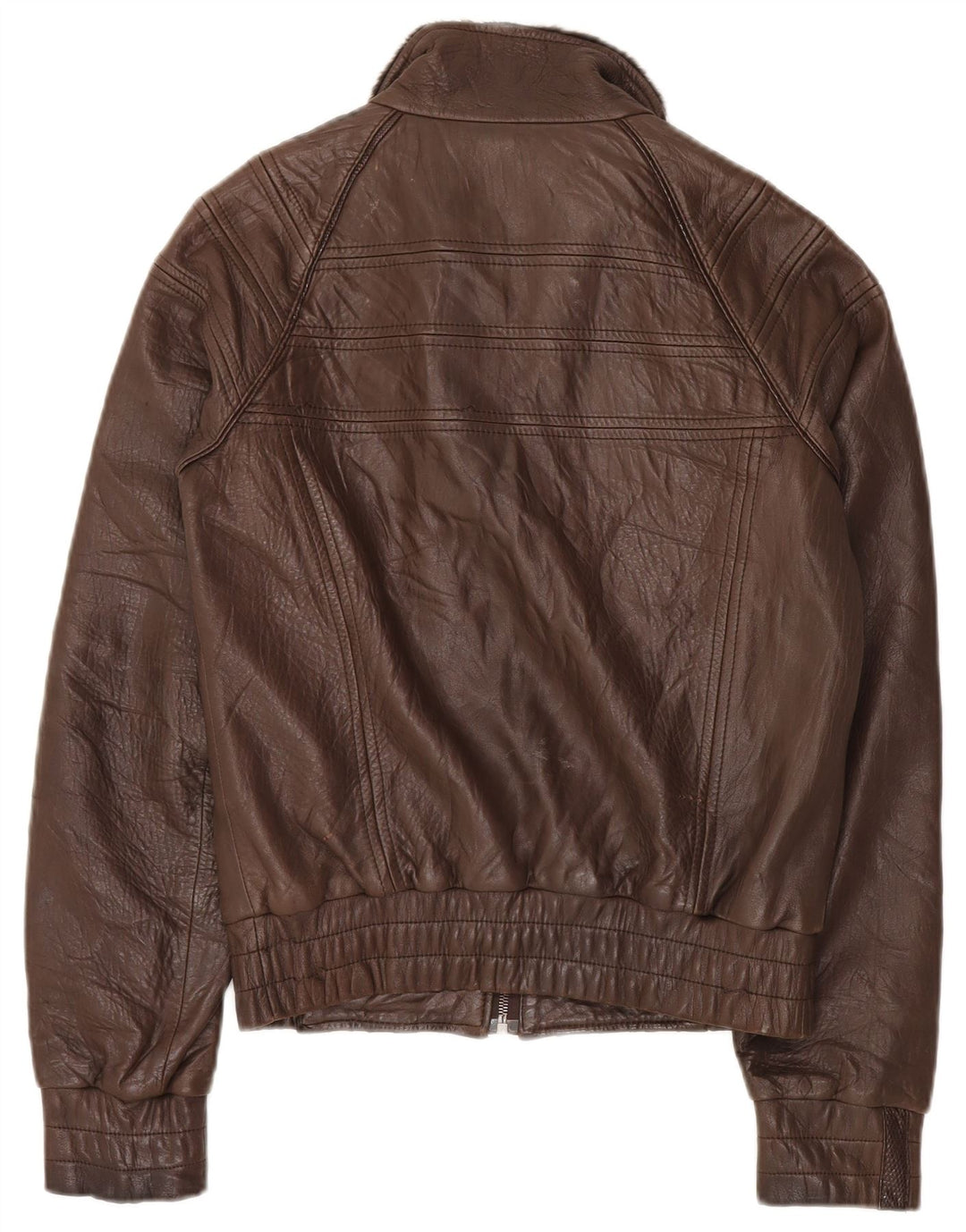 Giacca in pelle da donna VINTAGE UK 14 Pelle a rombi/diamante marrone medio