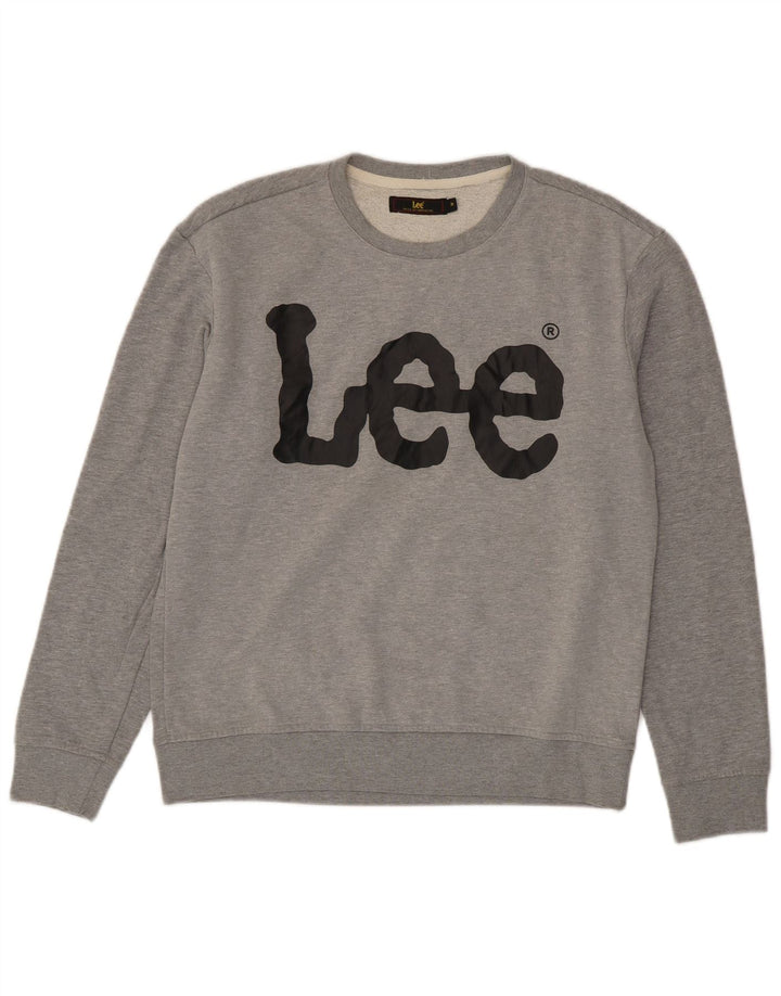 Felpa grafica da uomo Lee, maglione, cotone grigio medio