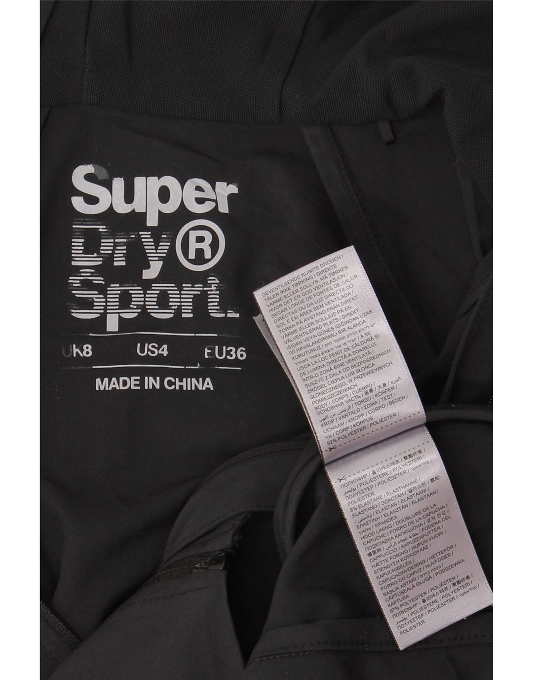 Giacca a vento da donna con cappuccio Superdry UK 8 Small Poliestere nero