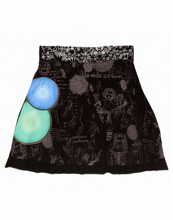 Desigual Gonna a trapezio con grafica da donna XL W36 Cotone geometrico nero