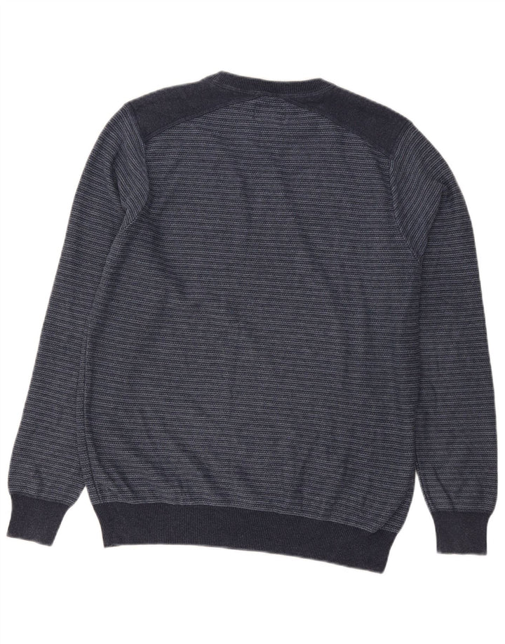 Maglione maglione girocollo da uomo Marks & Spencer a righe blu navy medio
