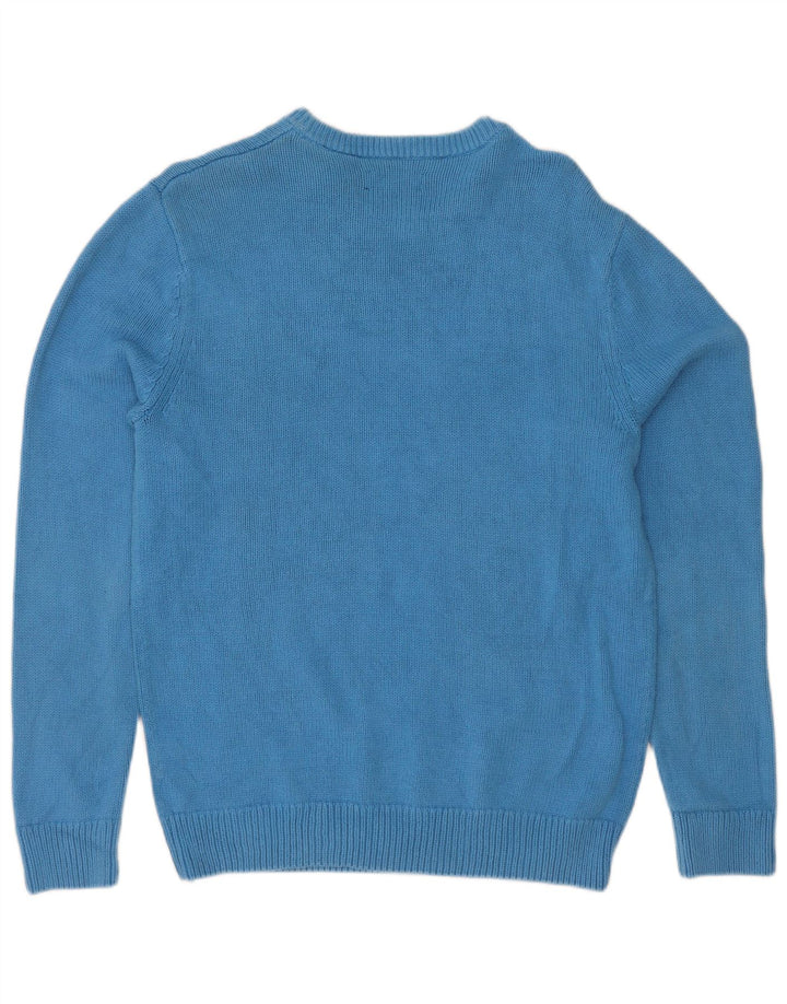 Chaps Uomo Maglione con scollo a barca Maglione piccolo in cotone blu