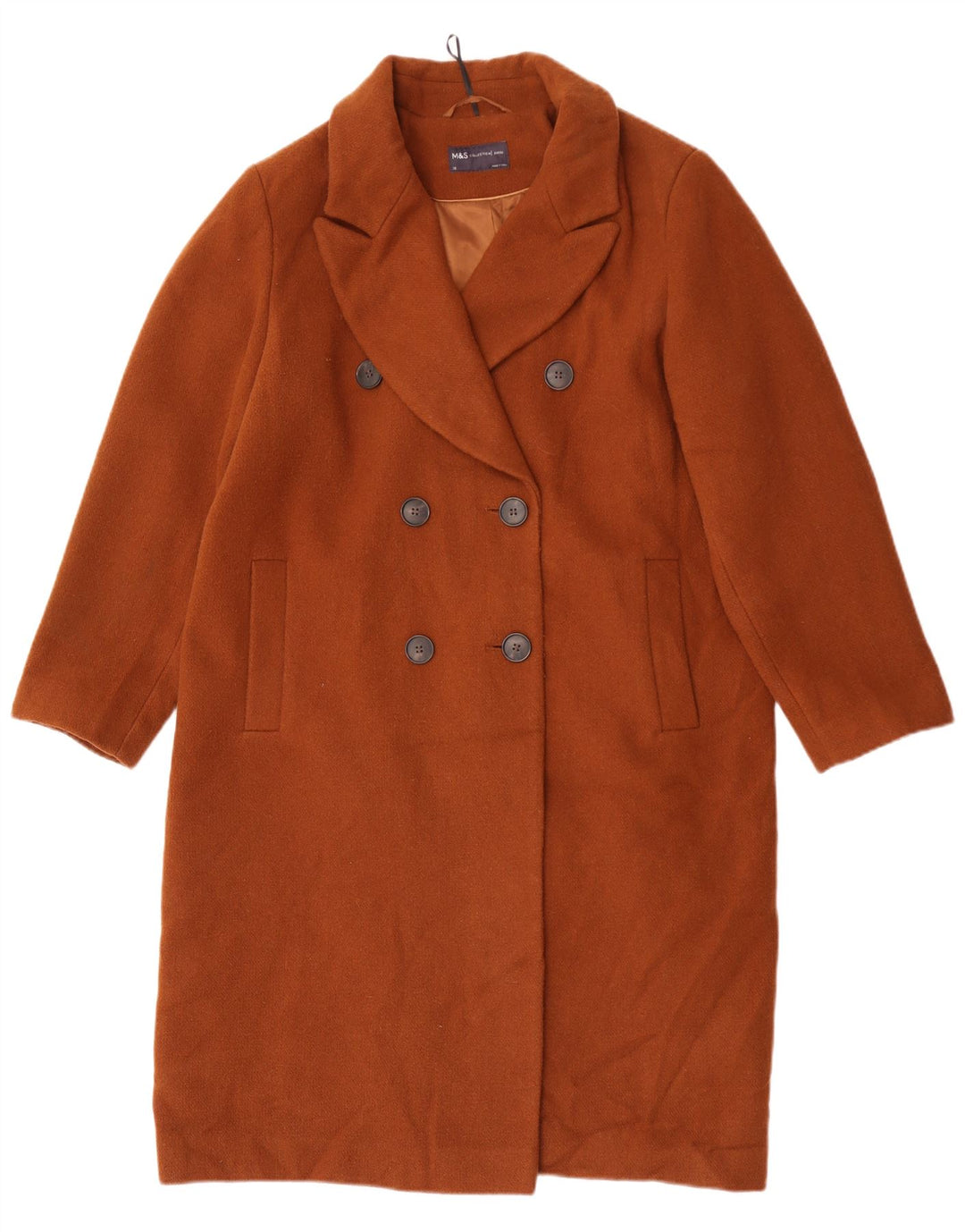 Cappotto doppiopetto oversize da donna Marks & Spencer UK 18 XL Marrone