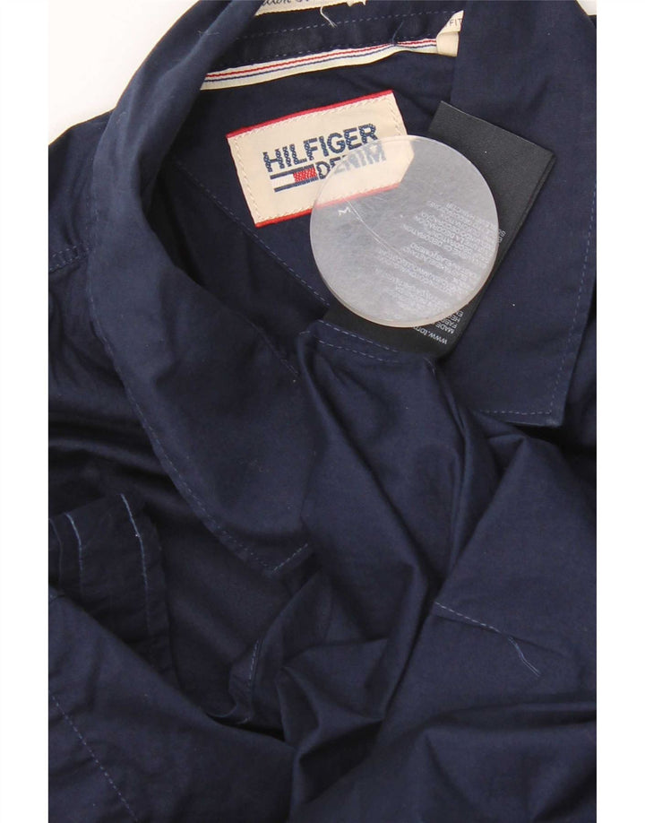 Camicia a maniche corte da uomo Tommy Hilfiger in cotone blu navy medio