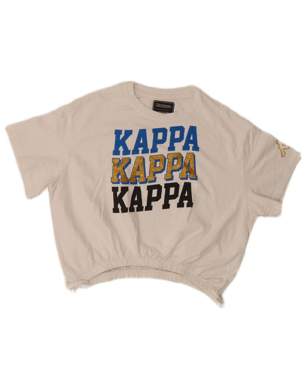 T-shirt corta con grafica Kappa per ragazze 13-14 anni in cotone bianco