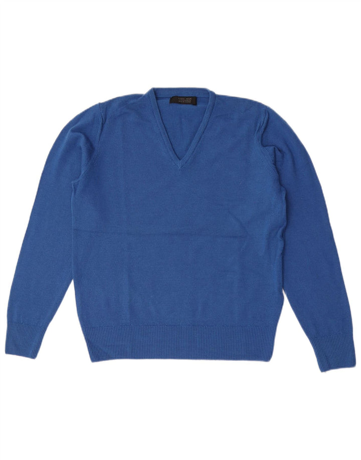 Maglione Zara da uomo con scollo a V blu medio