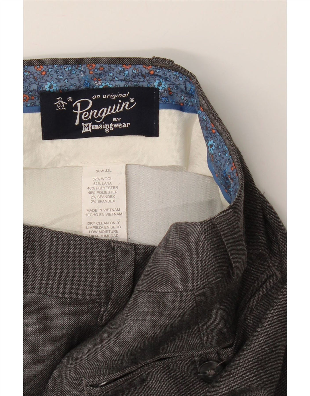 PENGUIN Mens Slim Suit Trousers W38 L32 Grey Wool Vintage Penguin and Second-Hand Penguin from Messina Hembry 