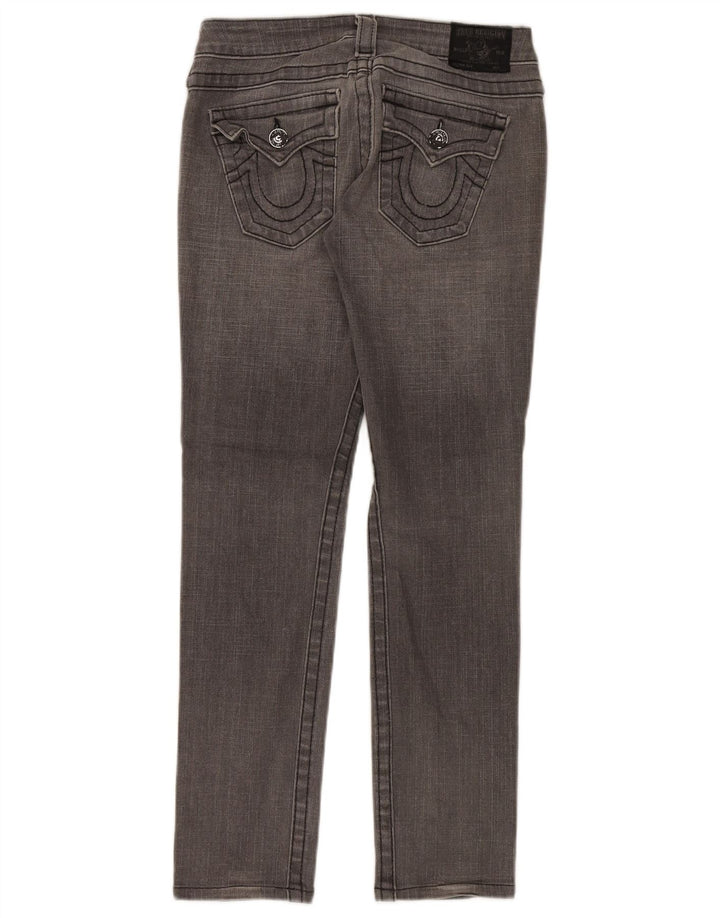 Jeans slim invecchiati da donna True Religion W26 L29 cotone grigio