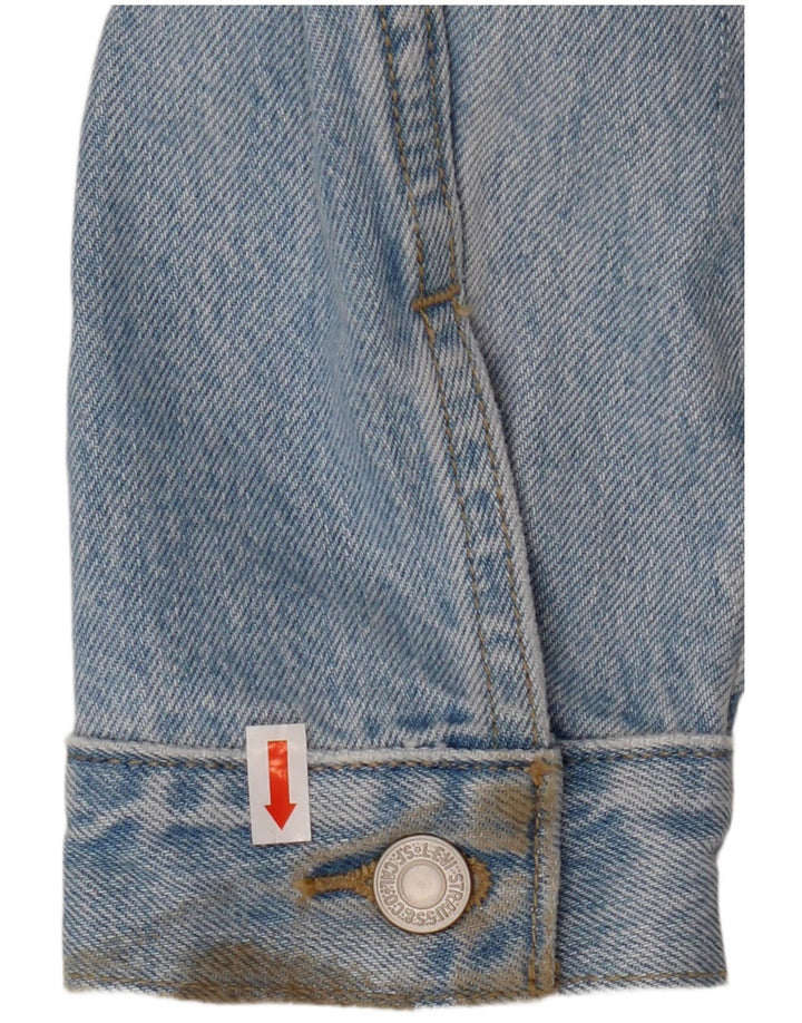 Giacca di jeans corta da donna Levi's UK 16 grande cotone floreale blu
