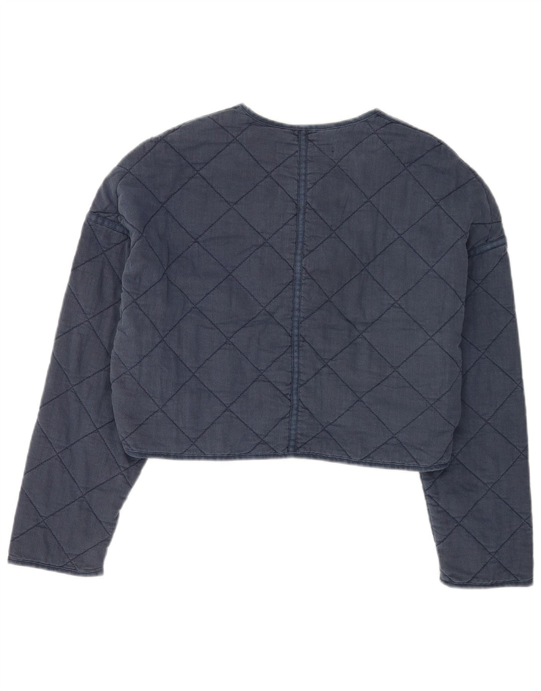 Giacca trapuntata oversize corta da donna Zara UK 14 poliestere medio blu navy