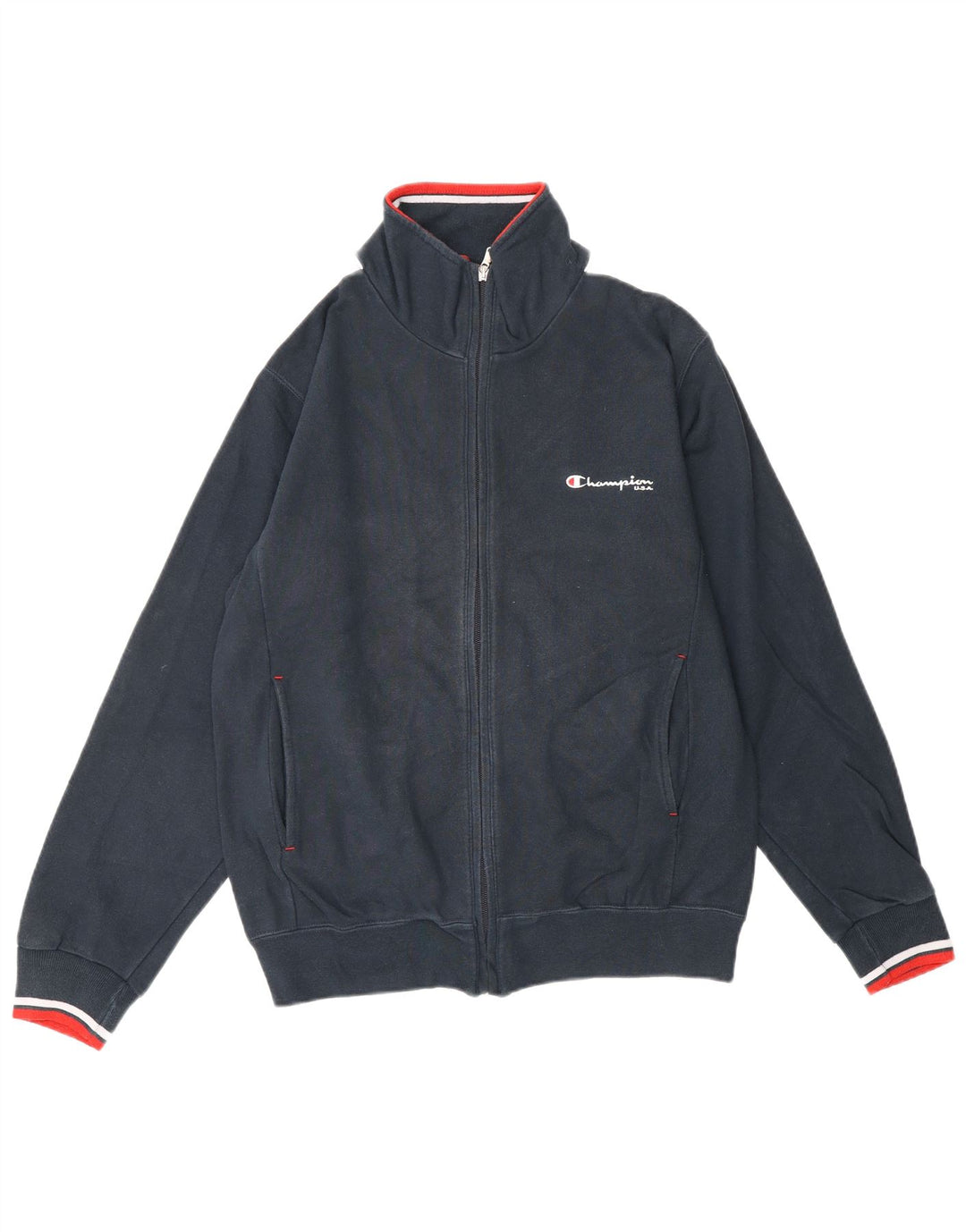 CHAMPION Giacca da tuta da uomo piccola in cotone color block blu navy