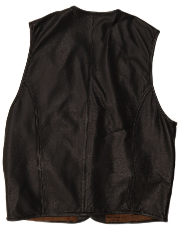 Gilet in pelle da uomo vintage UK 40 grande in pelle nera