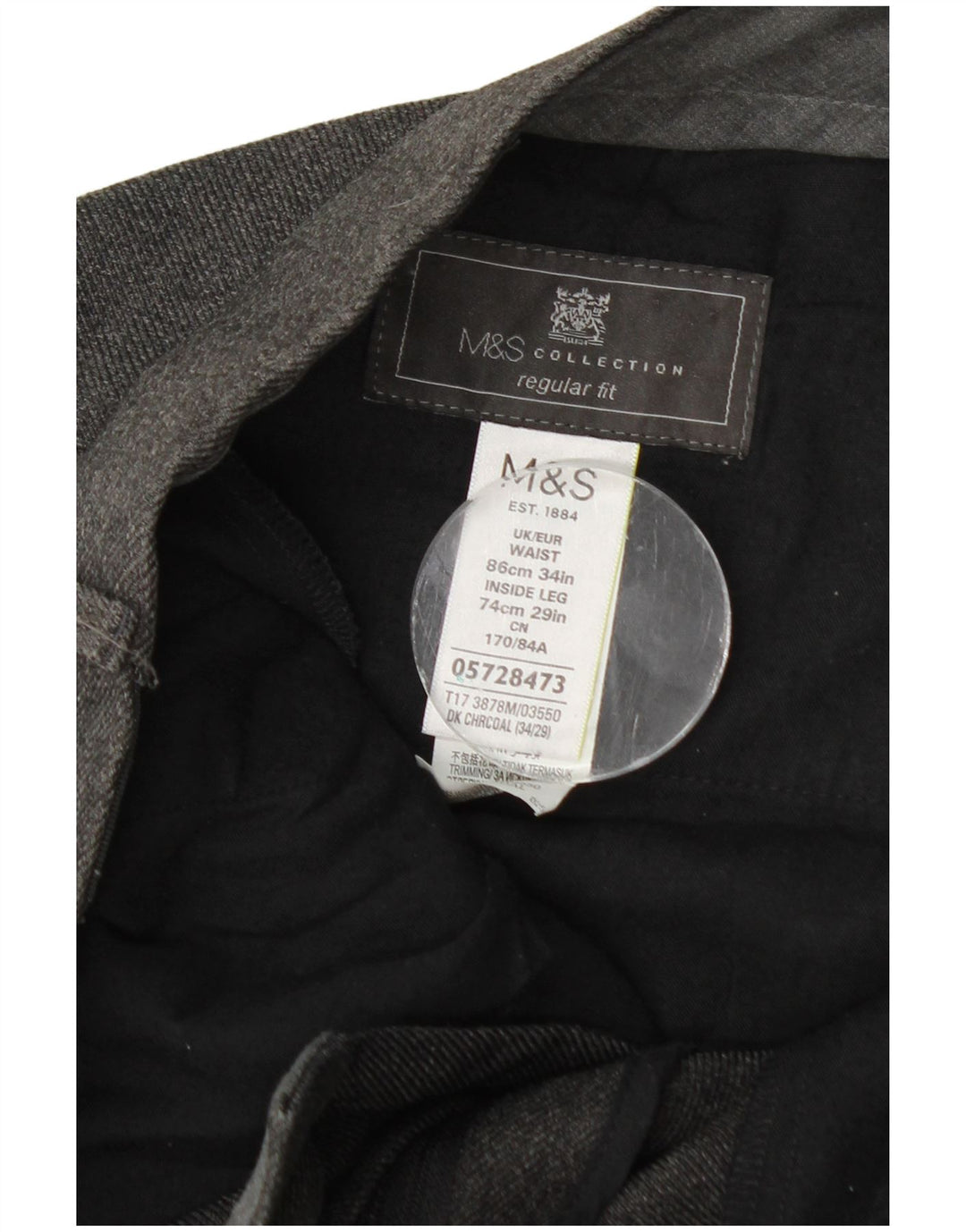 Pantaloni casual Marks & Spencer da uomo vestibilità regolare W34 L29 poliestere grigio