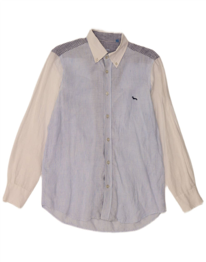 Camicia da uomo dalla vestibilità regolare Harmont & Blaine, piccola, in lino color block blu