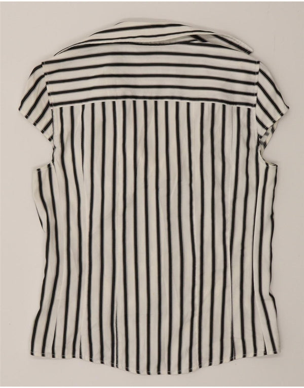 Camicia a maniche corte da donna Zara UK 12 a righe bianche medie